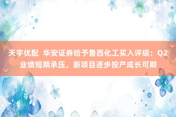 天宇优配  华安证券给予鲁西化工买入评级：Q2业绩短期承压，新项目逐步投产成长可期