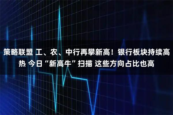 策略联盟 工、农、中行再攀新高！银行板块持续高热 今日“新高牛”扫描 这些方向占比也高